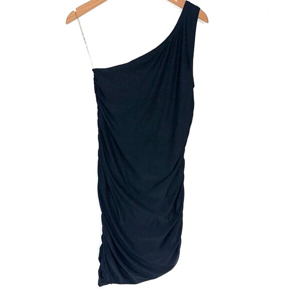 Beyond Yoga Featherweight Carried Away One Shoulder Black Mini Dress Size Medium - Picture 9 of 15